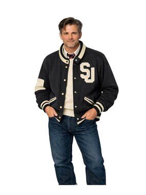 VTG Y2K Sean John Varsity Jacket XL Black/White Academic 50s Preppy Streetwear